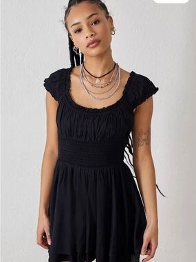 Black Smocked Mini Dress Urban Outfitter